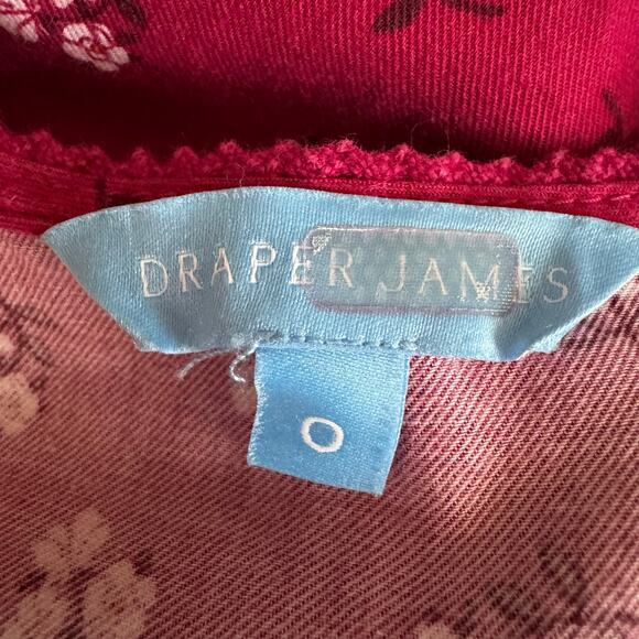 Draper James Red Floral Wrap Dress Tie Waist V-Neck Short Sleeve Size 0 - Picture 7 of 9